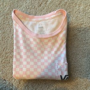 VANS pink and white checkered vans t shirt